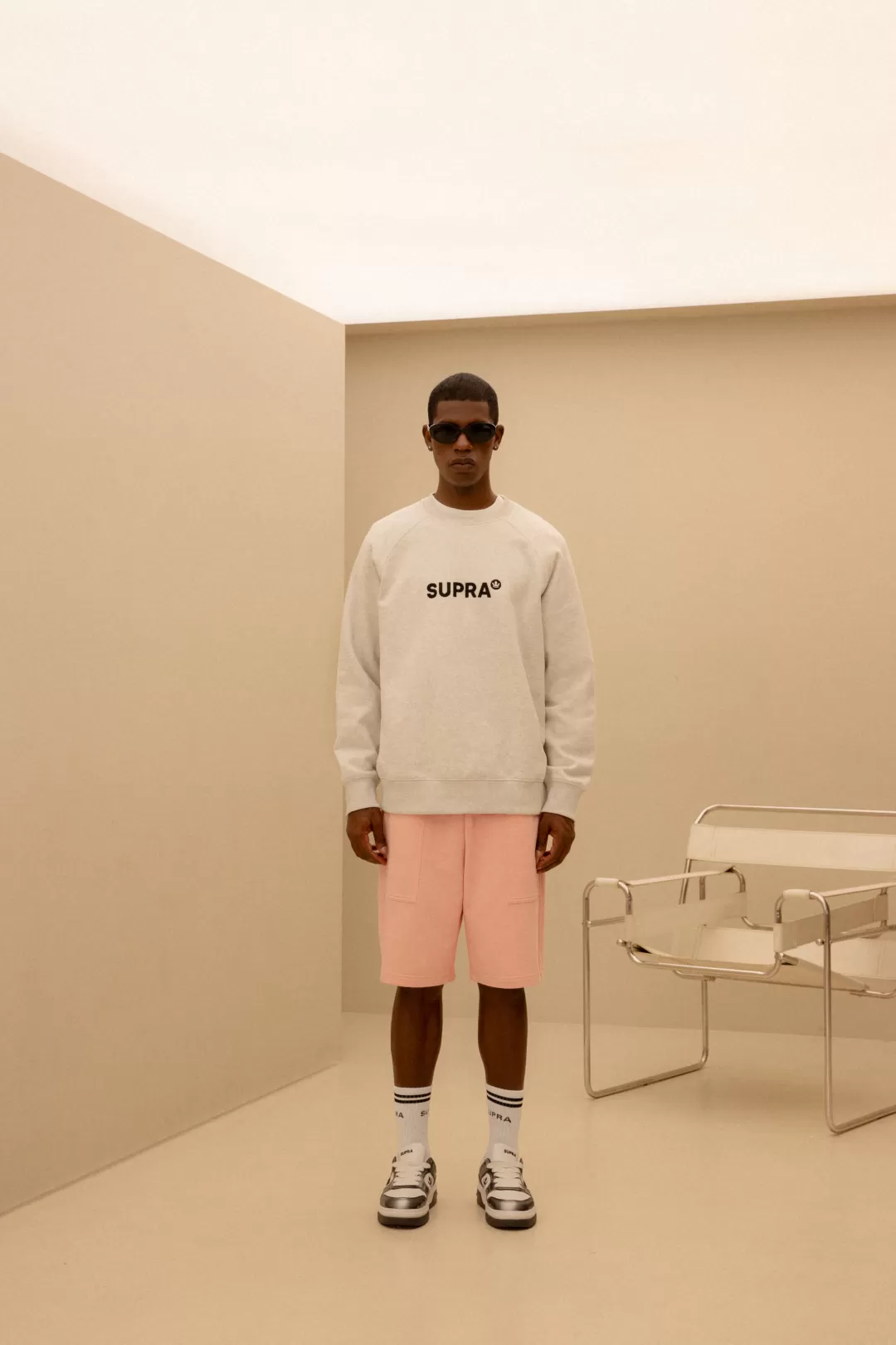ESSENTIAL BASIC SMALL LOGO RAGLAN OVER FIT SWEATSHIRT^Supra Cheap