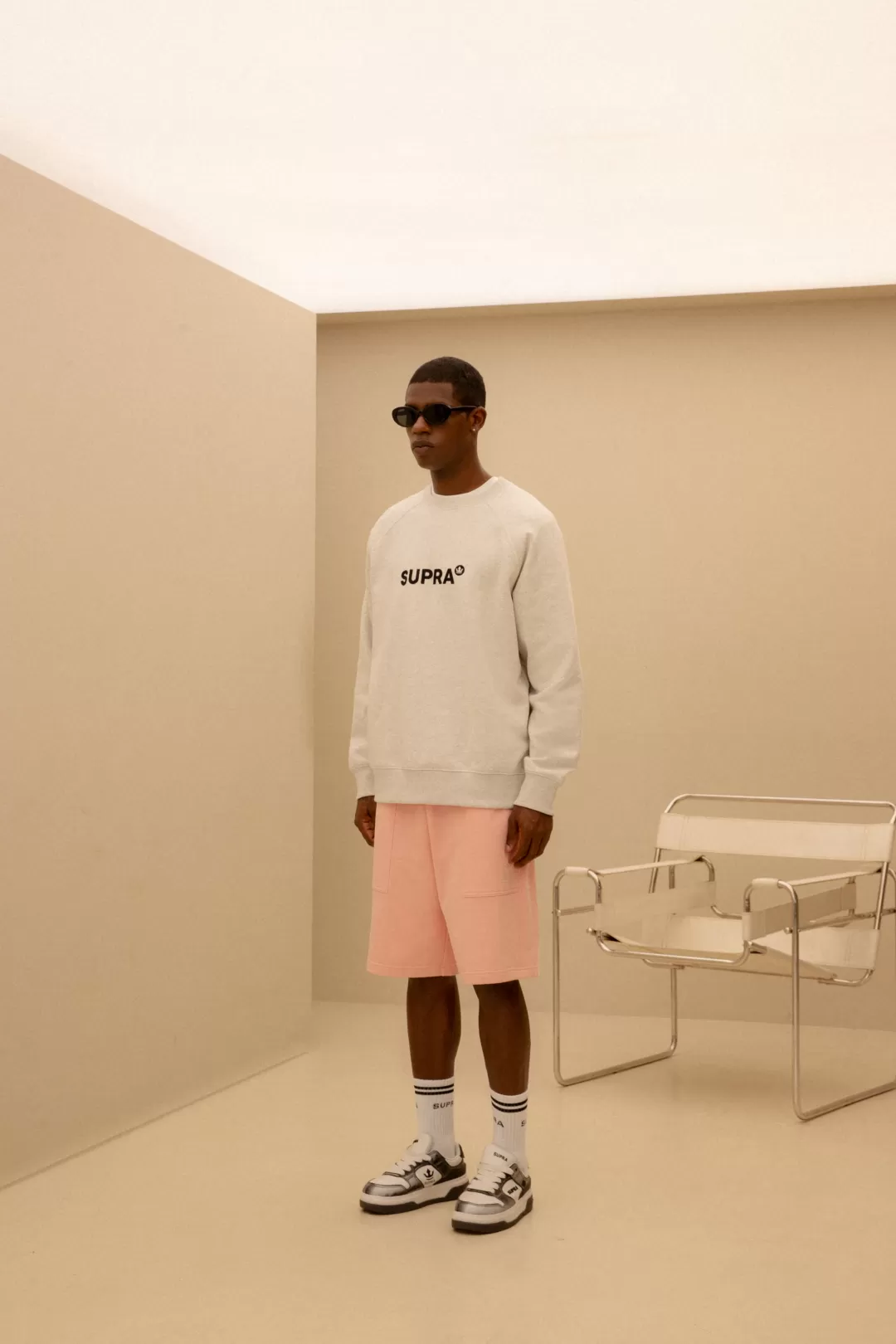 ESSENTIAL BASIC SMALL LOGO RAGLAN OVER FIT SWEATSHIRT^Supra Cheap